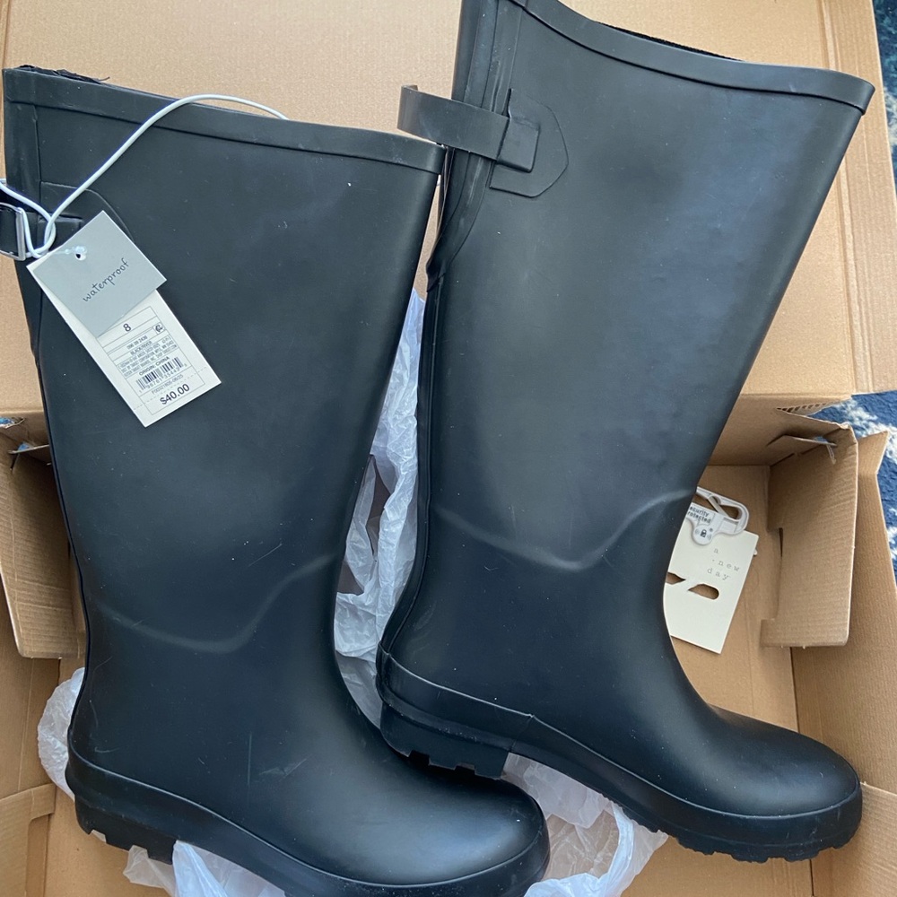 Women River Tall Rain Waterproof Boots Blck size 8 - Picture 7 of 9